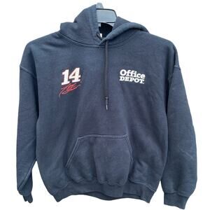 NASCAR Racing 14 Tony Stewart Office Depot Y2K Black Hoodie Sweatshirt Medium